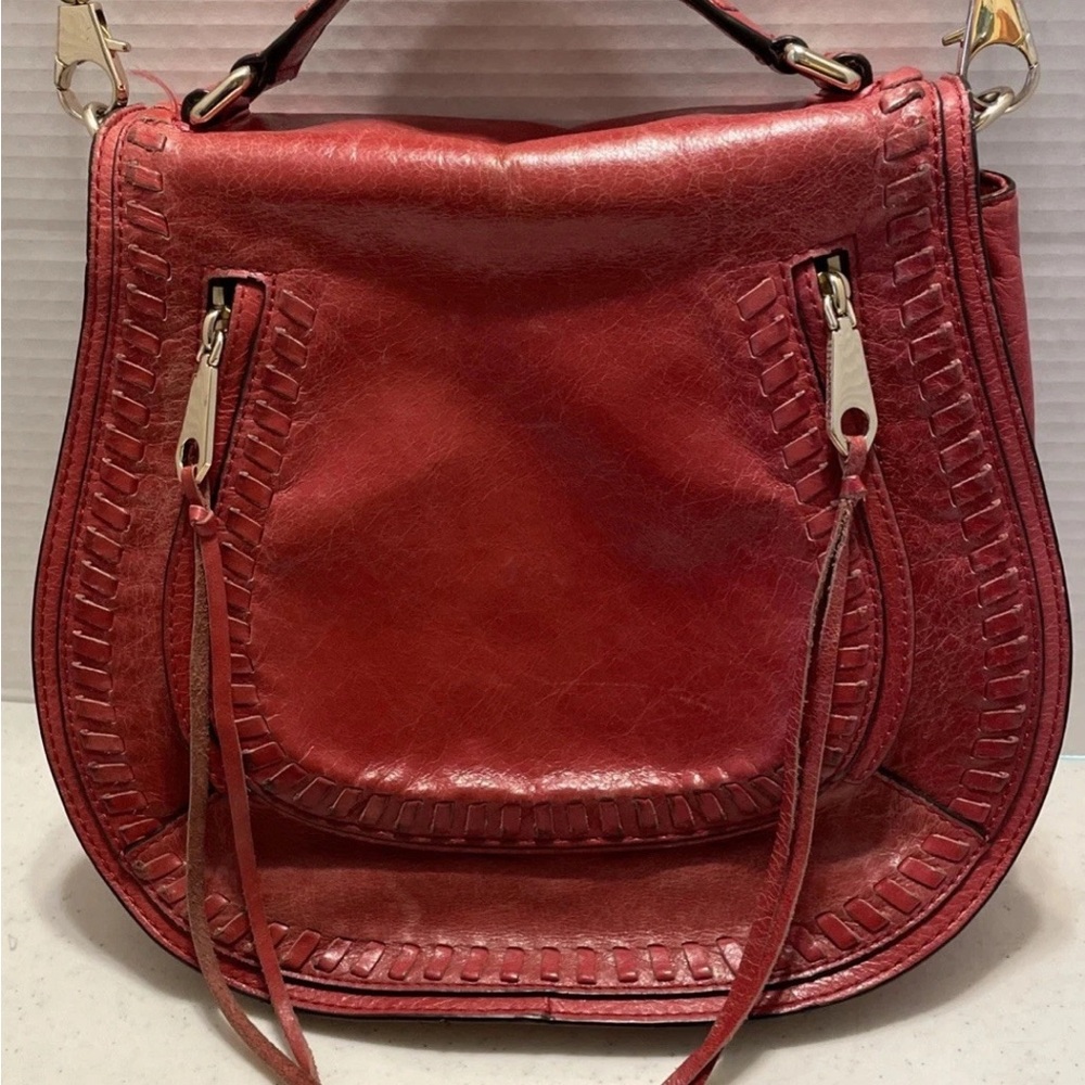 Rebecca Minkoff Red Distressed Shoulder Crossbody Saddle Bag